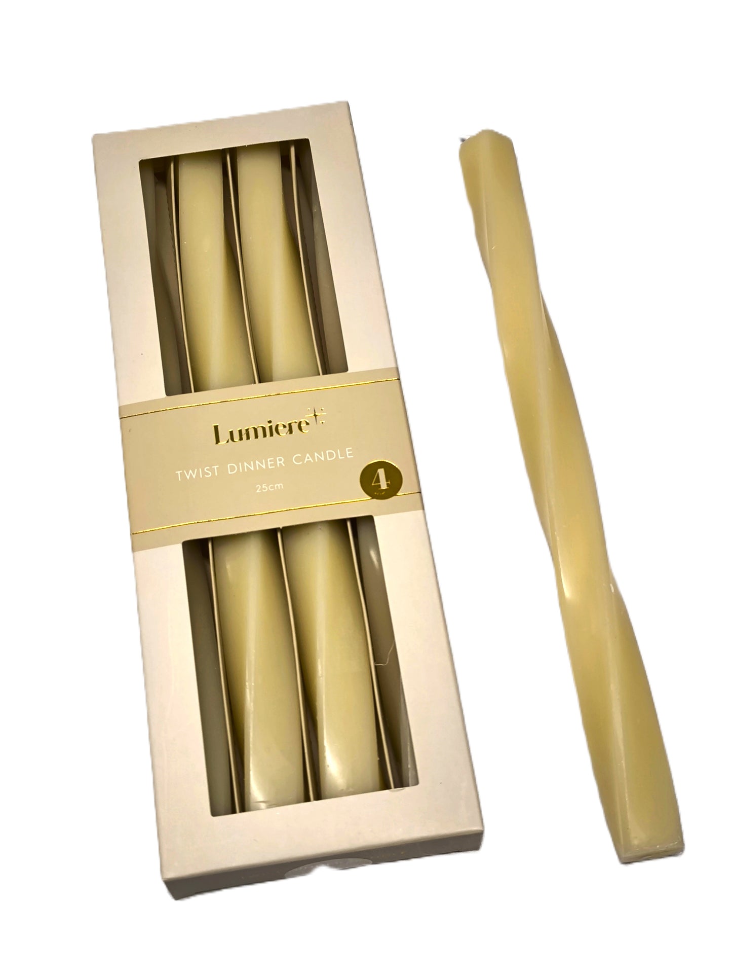 4er Set Dinnerkerzen 25cm - fein spiralförmiges Design - Brenndauer 7h