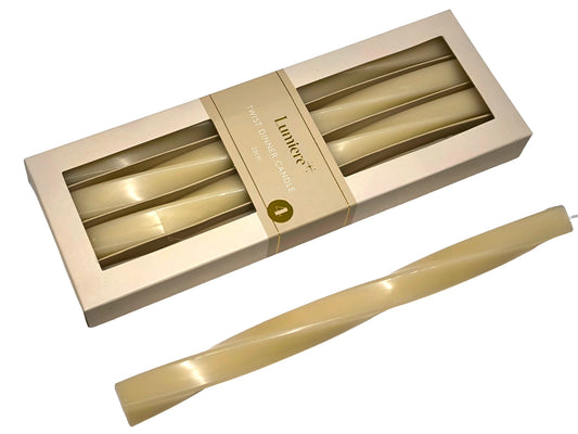 4er Set Dinnerkerzen 25cm - fein spiralförmiges Design - Brenndauer 7h