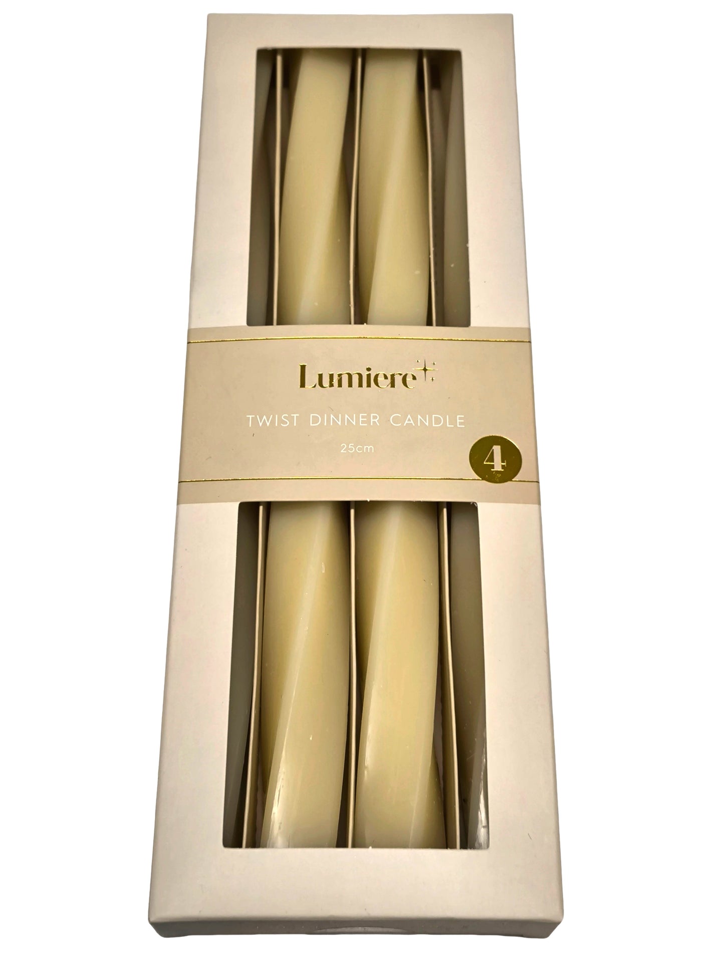 4er Set Dinnerkerzen 25cm - fein spiralförmiges Design - Brenndauer 7h