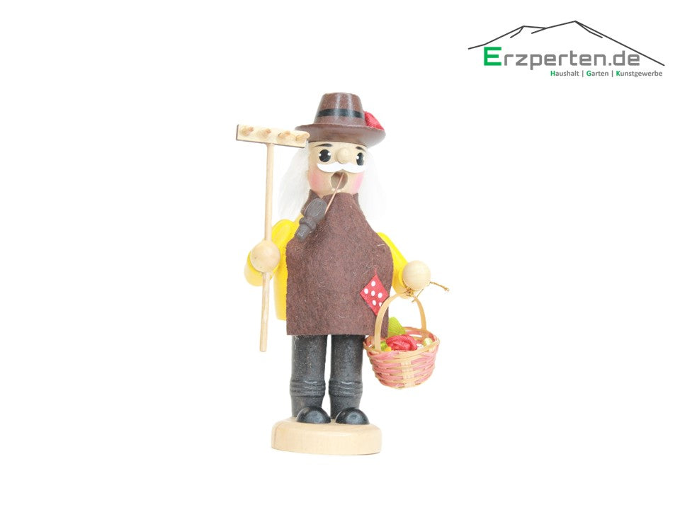 Räuchermann Räucherfigur Gärtner mit Rechen 13,5cm