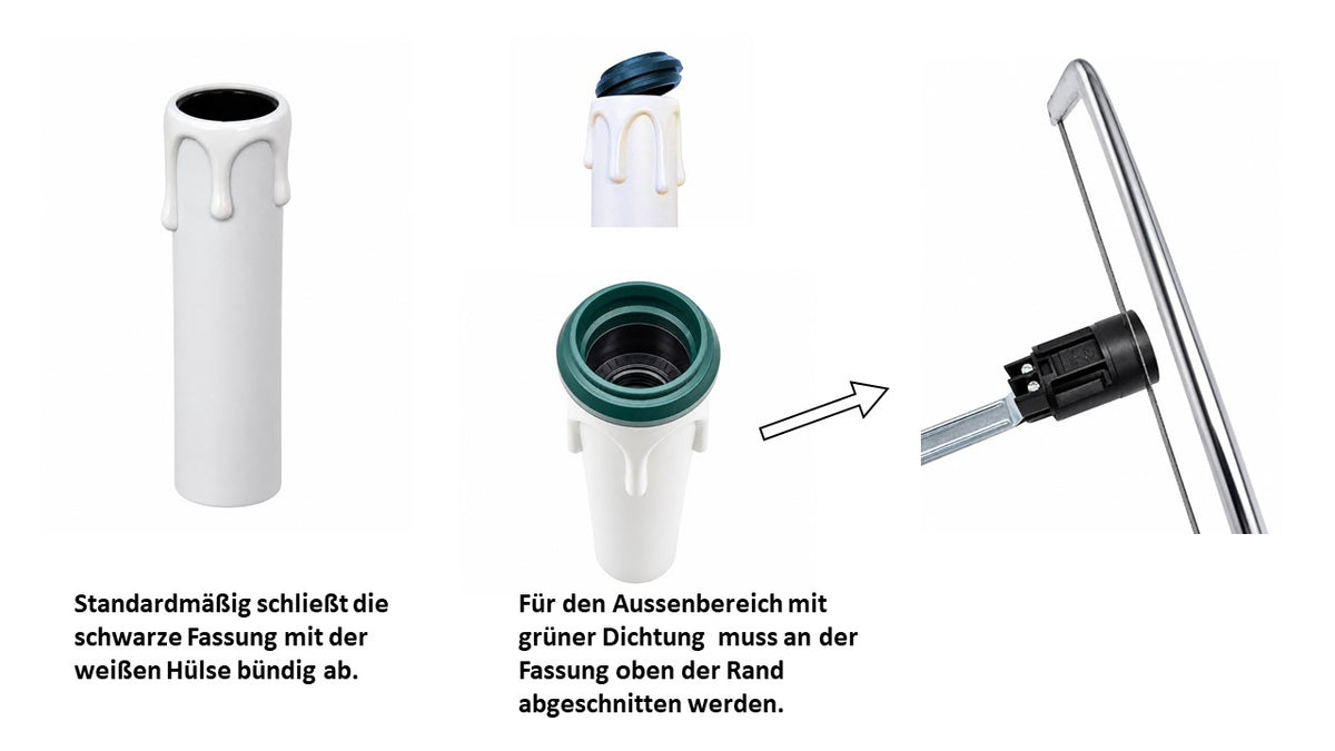 Aussenschwibbogen Fassung  Set E14 5-teilig - weiß - Höhe verstellbar