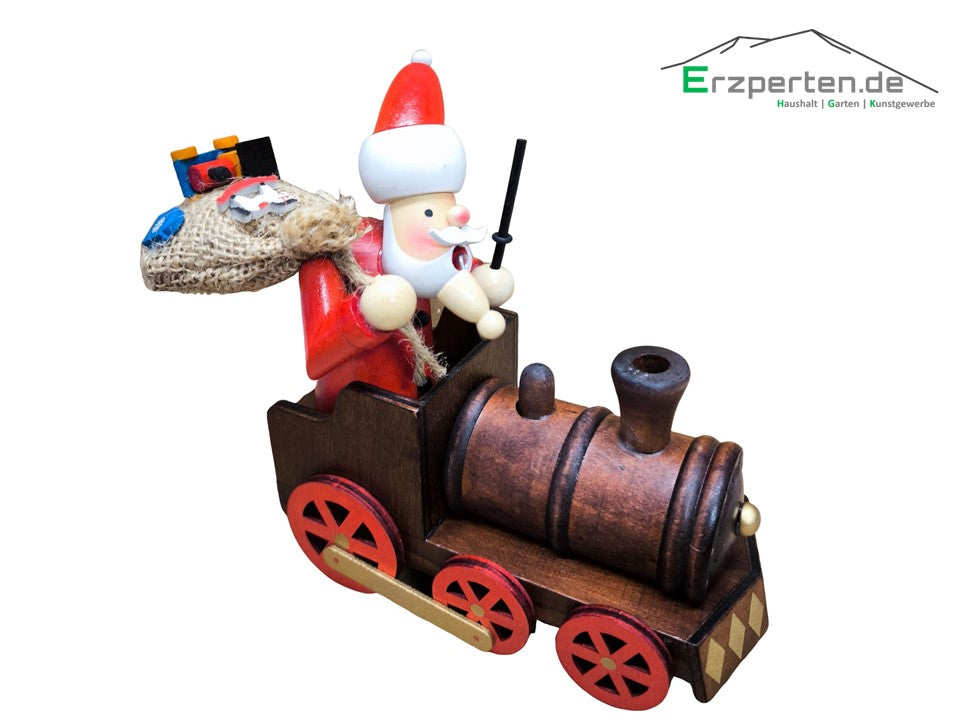 Räuchermann Weihnachtsmann auf Lokomotive ca. 15 x 15 cm