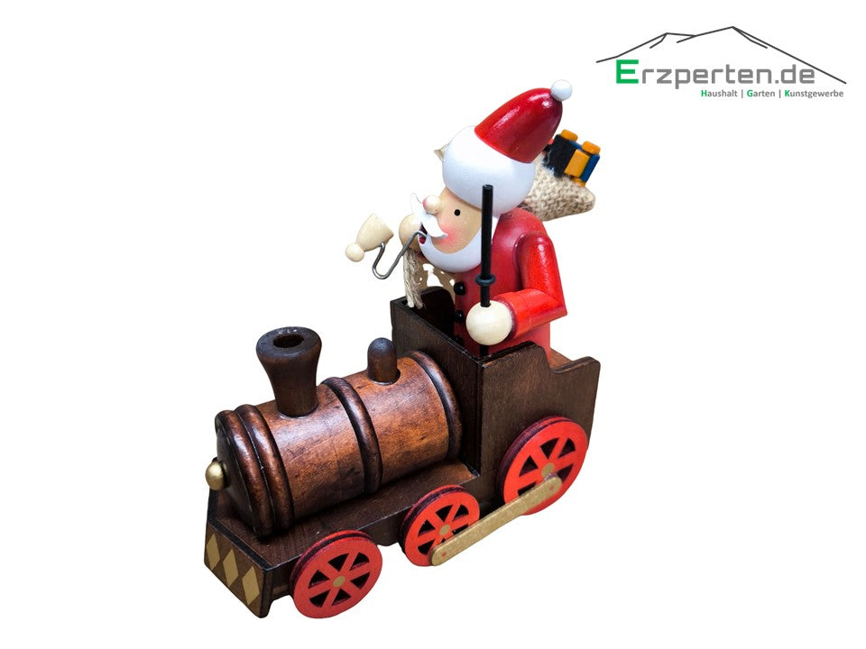 Räuchermann Weihnachtsmann auf Lokomotive ca. 15 x 15 cm