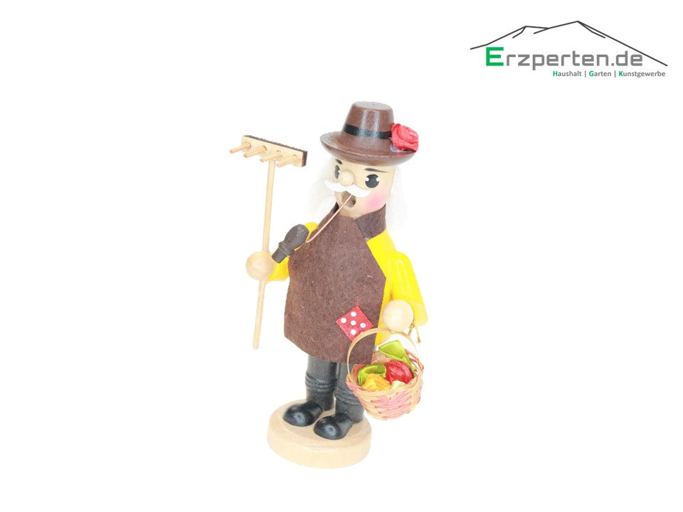 Räuchermann Räucherfigur Gärtner mit Rechen 13,5cm