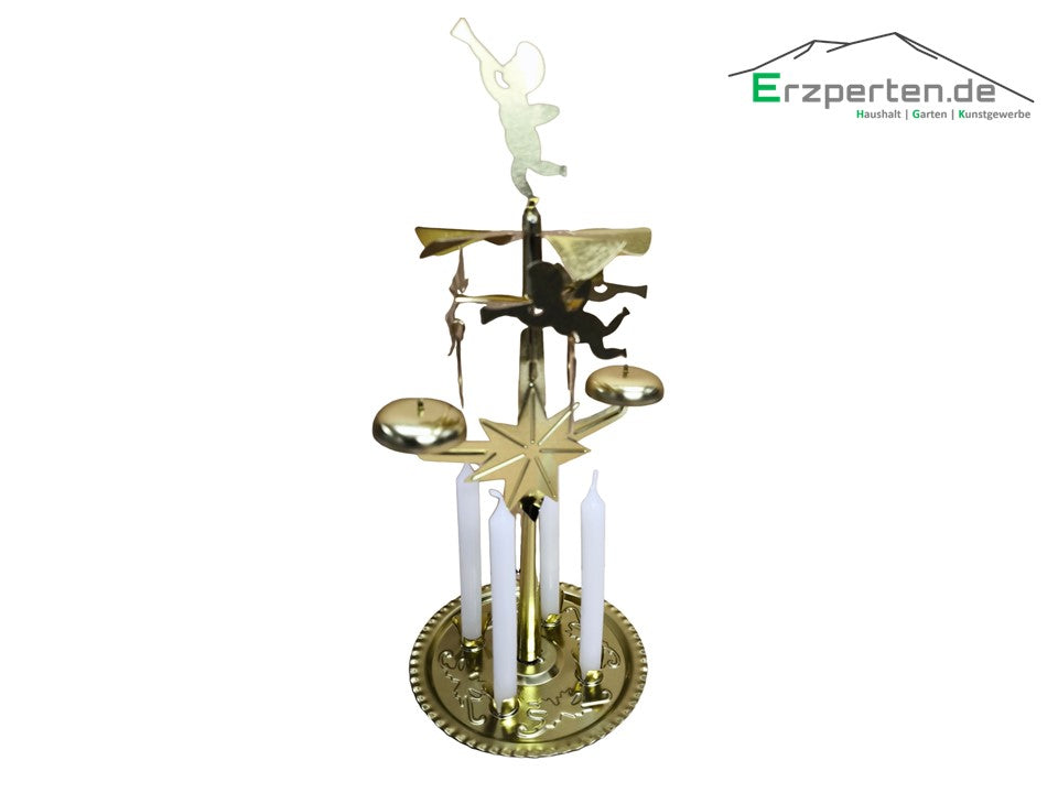 Knox Lichter-Glockenspiel / Klingel-Pyramide aus Messingblech gold inkl. 4 Kerzen