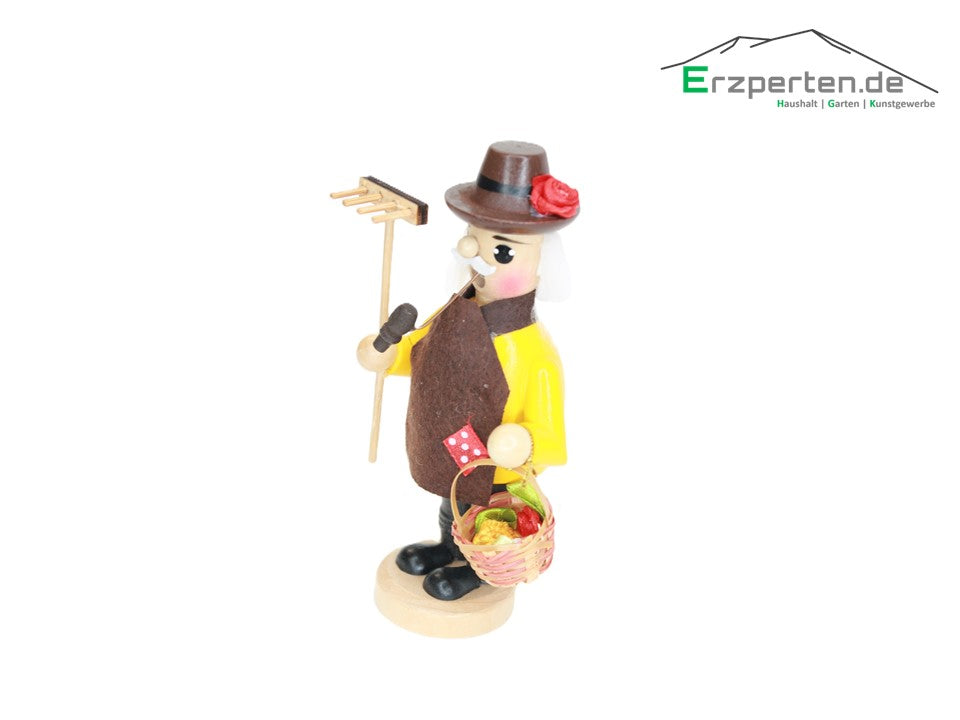 Räuchermann Räucherfigur Gärtner mit Rechen 13,5cm