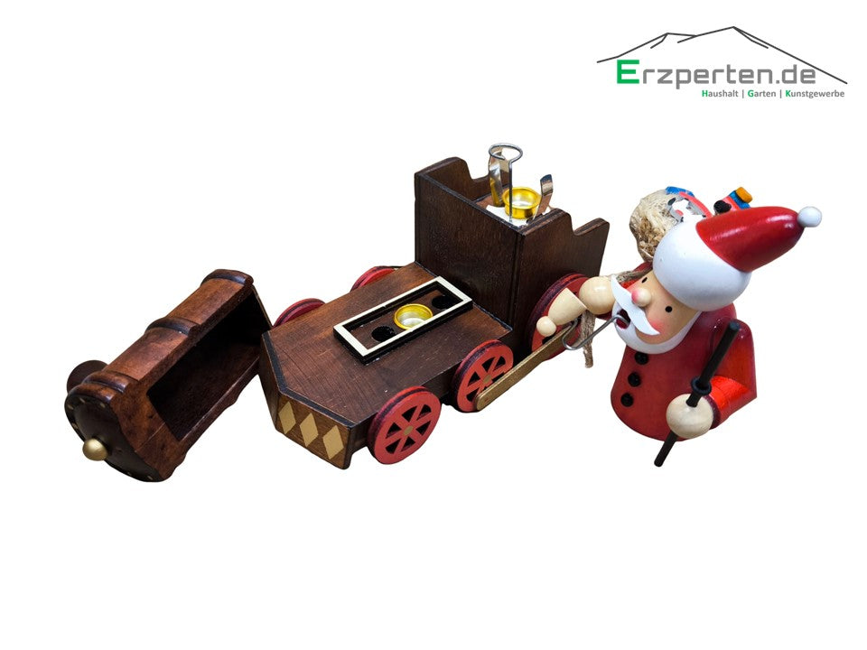 Räuchermann Weihnachtsmann auf Lokomotive ca. 15 x 15 cm