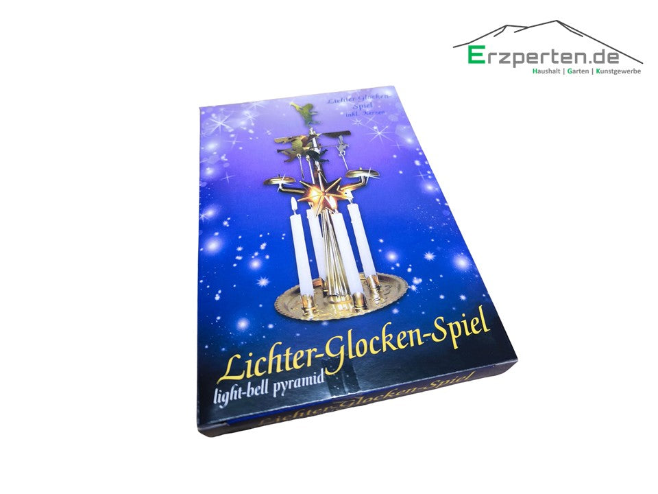Knox Lichter-Glockenspiel / Klingel-Pyramide aus Messingblech gold inkl. 4 Kerzen