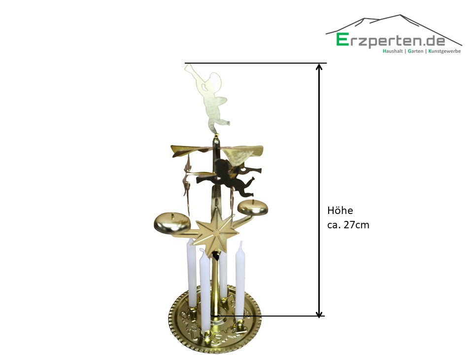 Knox Lichter-Glockenspiel / Klingel-Pyramide aus Messingblech gold inkl. 4 Kerzen