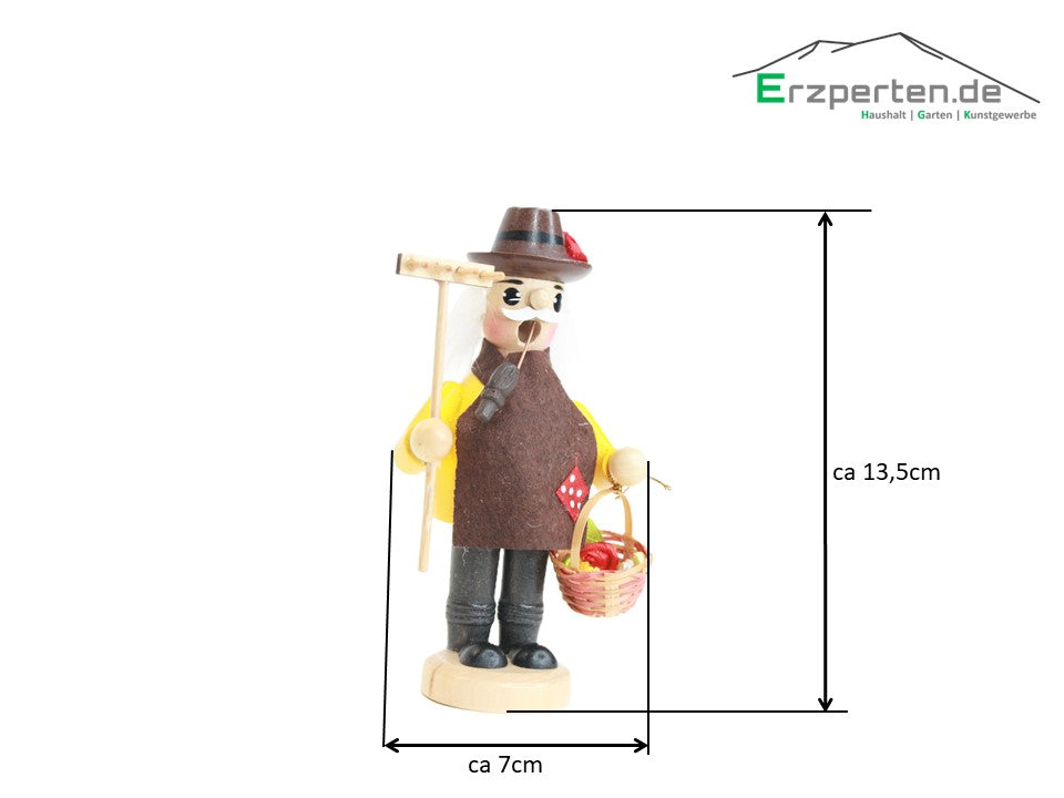 Räuchermann Räucherfigur Gärtner mit Rechen 13,5cm