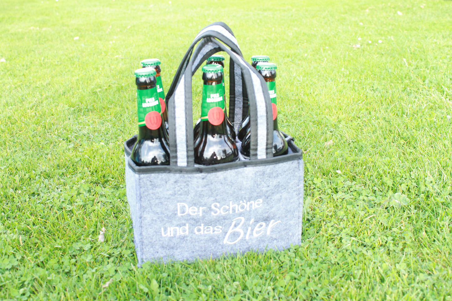Geschenkidee aus Filz "Männerhandtasche" Flaschentasche / Bierträger