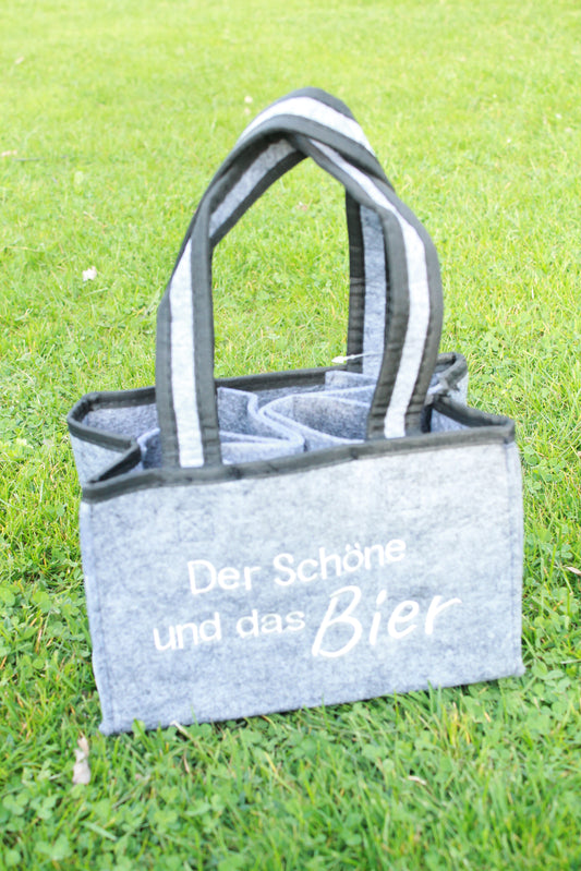 Geschenkidee aus Filz "Männerhandtasche" Flaschentasche / Bierträger
