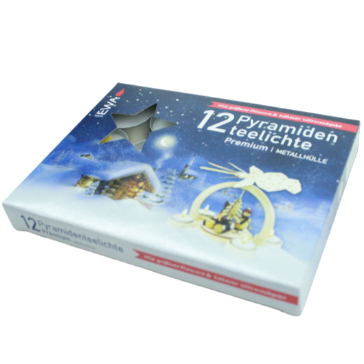 2x12 Pyramiden-Teelichter Mit Metallhülle – 4h Brenndauer Pro Stück, Paraffin, Für Weihnachtspyramiden