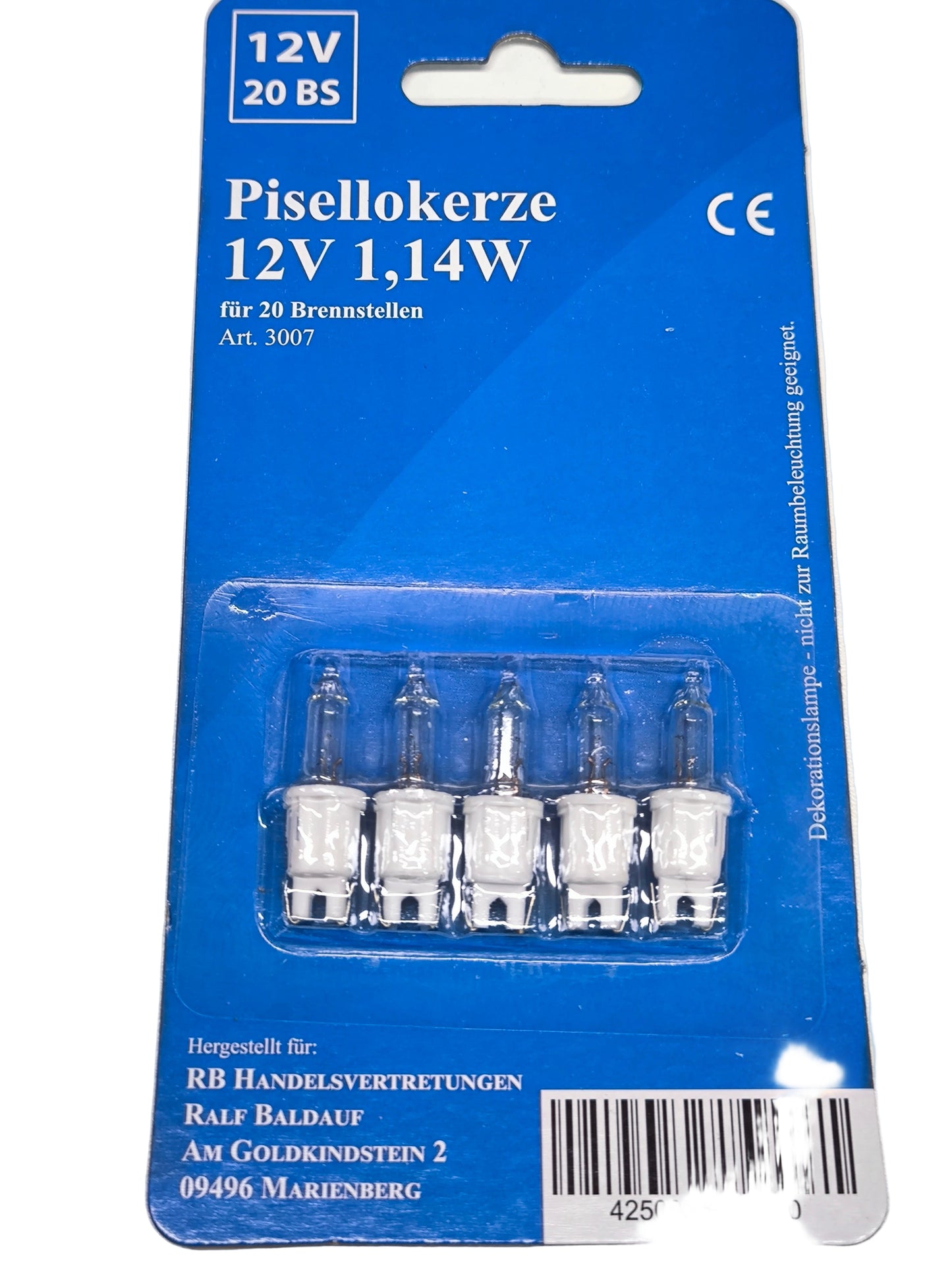 Ersatzlampe Pisellokerze Mini-Beleuchtung LED 12V 1,14W
