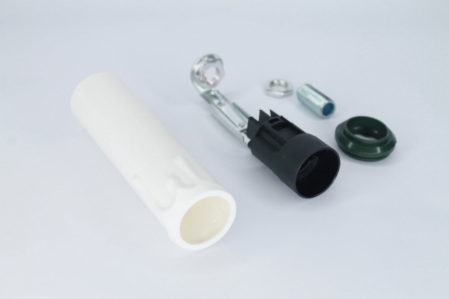 Fassung Plasteschaft für außen Set E14 - weiß - verstellbar