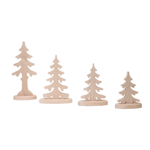 4er-Set Bäume "Tanne" Hartholz unbehandelt - verschiedene Größen